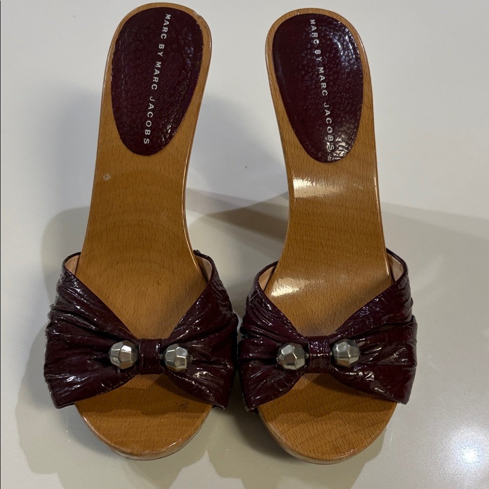 Marc Jacobs Burgundy Mules with Bow Accent-Y2K